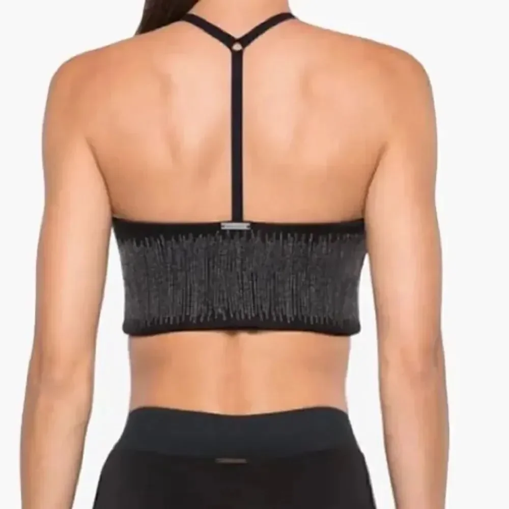 Koral Black Oxidize Scuba High Neck Crop Top